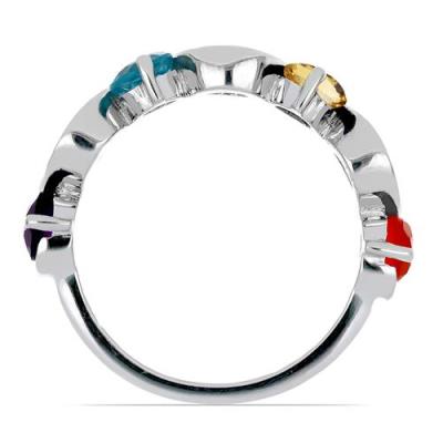 BUY NATURAL CHAKRA STONES RING IN 925 SILVER 